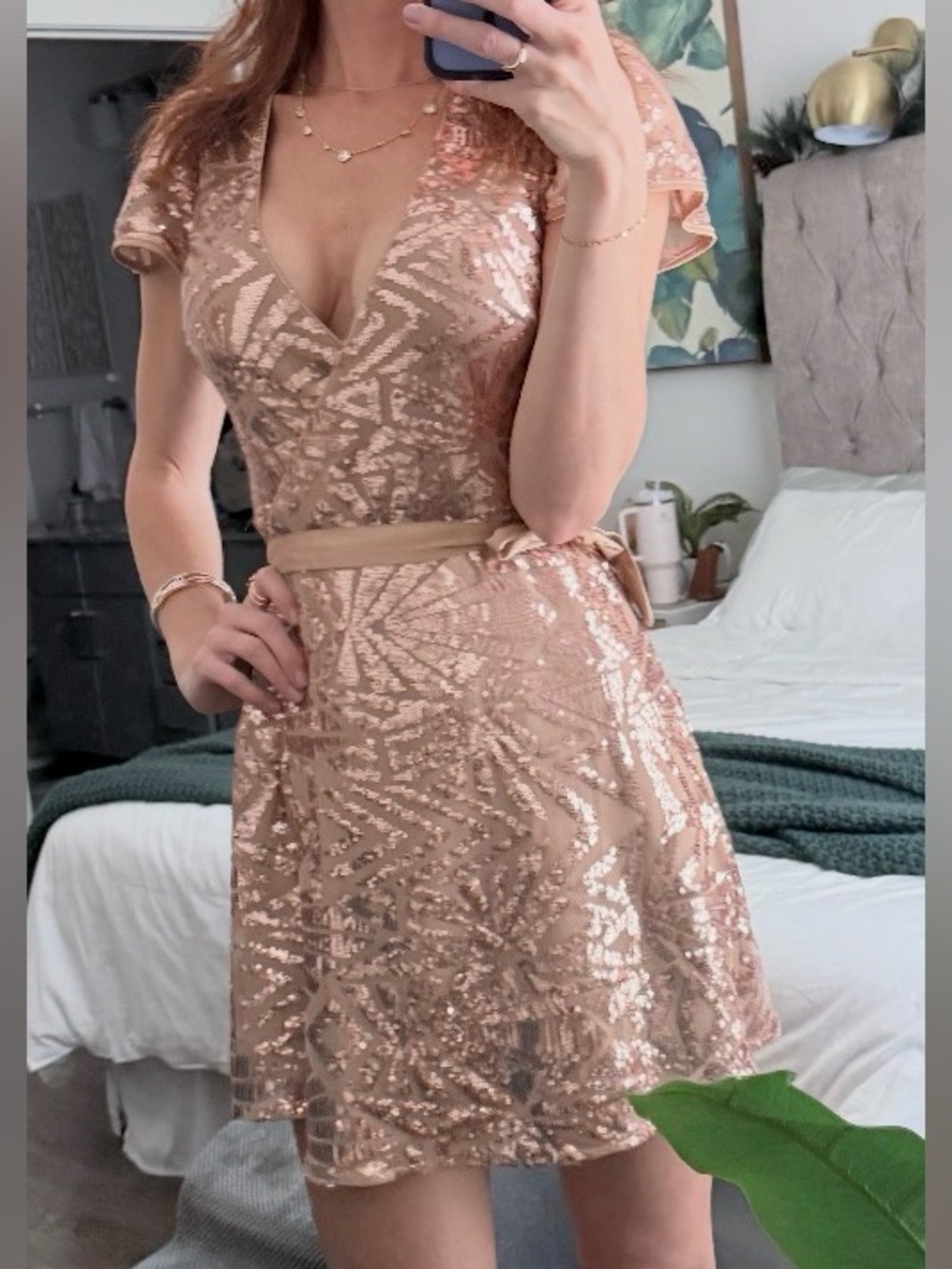 Lulus Rose Gold Sequins mini dress